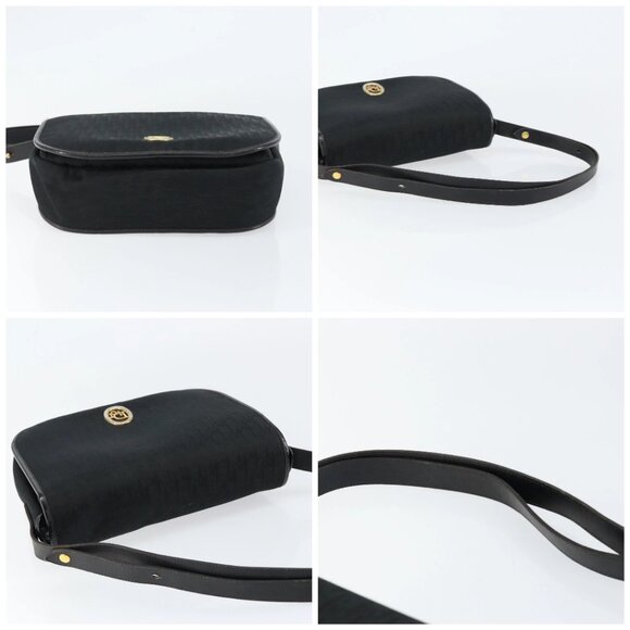 Christian Dior Trotter Canvas Shoulder Bag Black Gold Auth 146914 - Picture 15 of 16